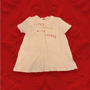 Blank Paige Life's Easier With Coffee Short Sleeve Tee Shirt Size S